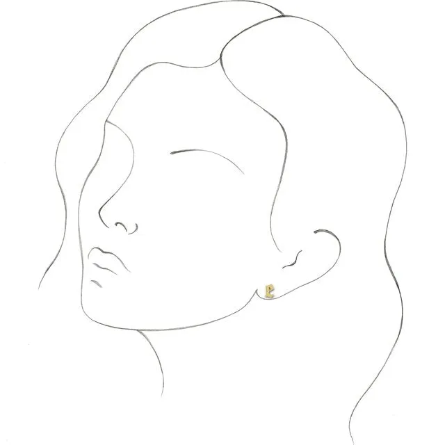 14K Yellow Gold Single Gothic Initial P Earring