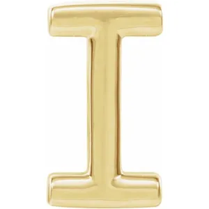 14K Yellow Gold Single Initial I Earring
