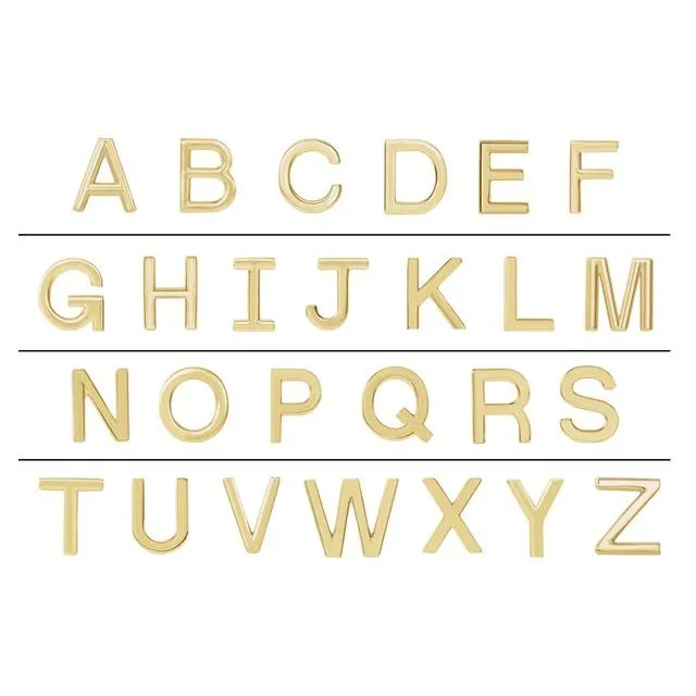 14K Yellow Gold Single Initial I Earring