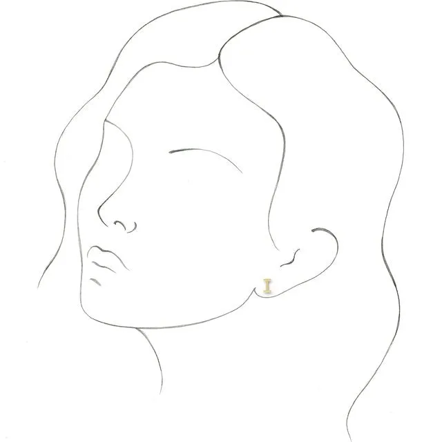 14K Yellow Gold Single Initial I Earring
