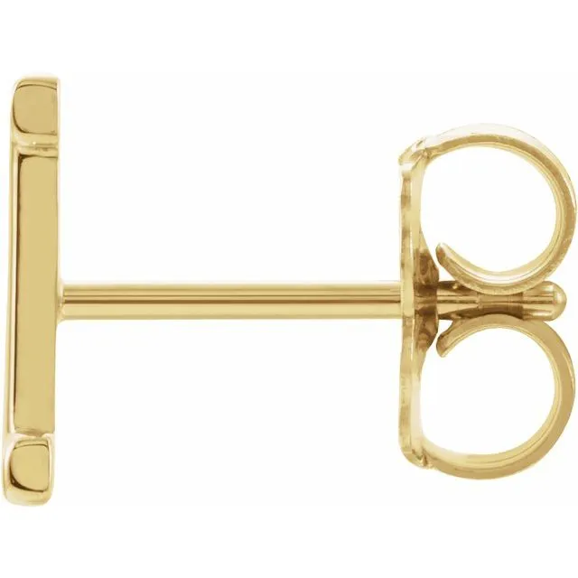 14K Yellow Gold Single Initial I Earring