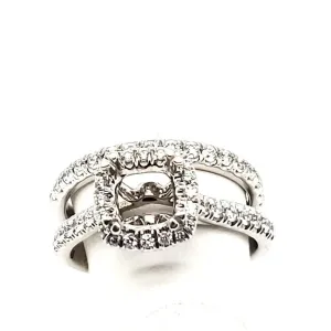 14KW Diamond Cushion Halo Engagement Ring