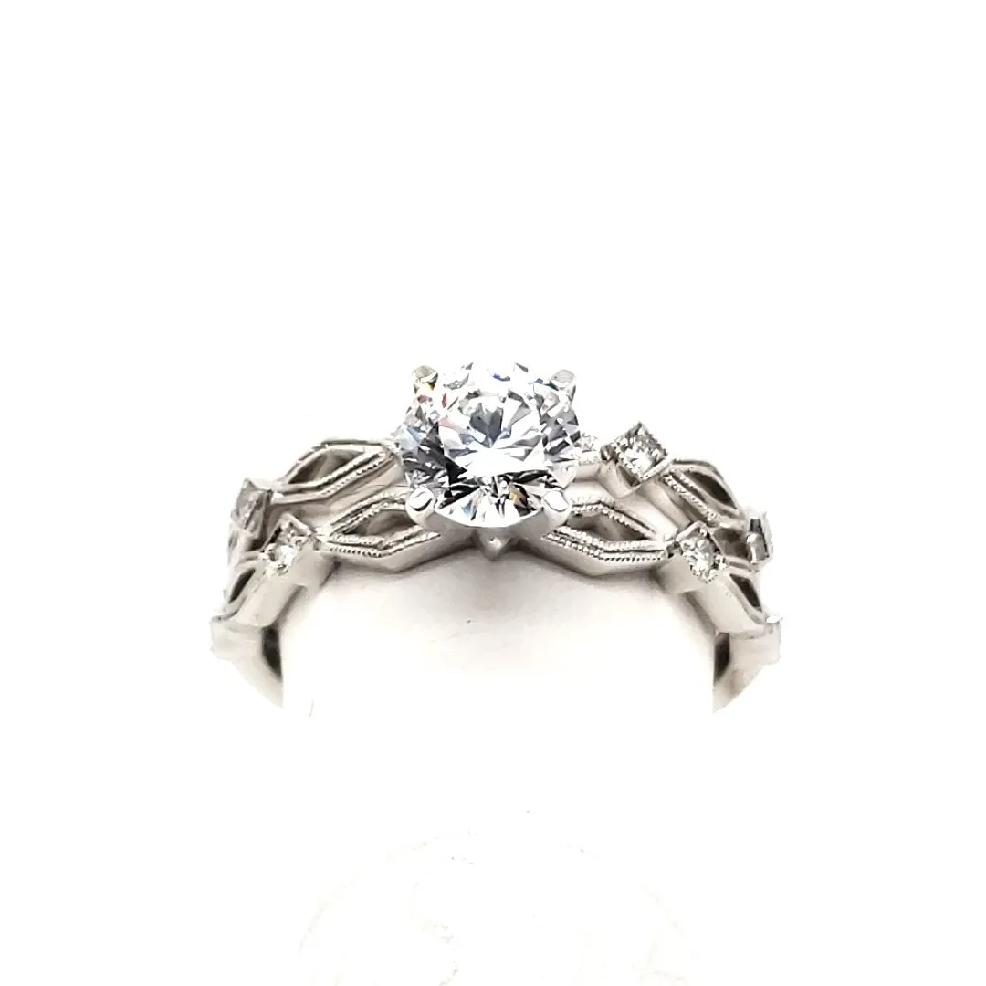 14KW Milgrain Marq. Shape design Diamond Engagement ring