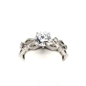 14KW Milgrain Marq. Shape design Diamond Engagement ring