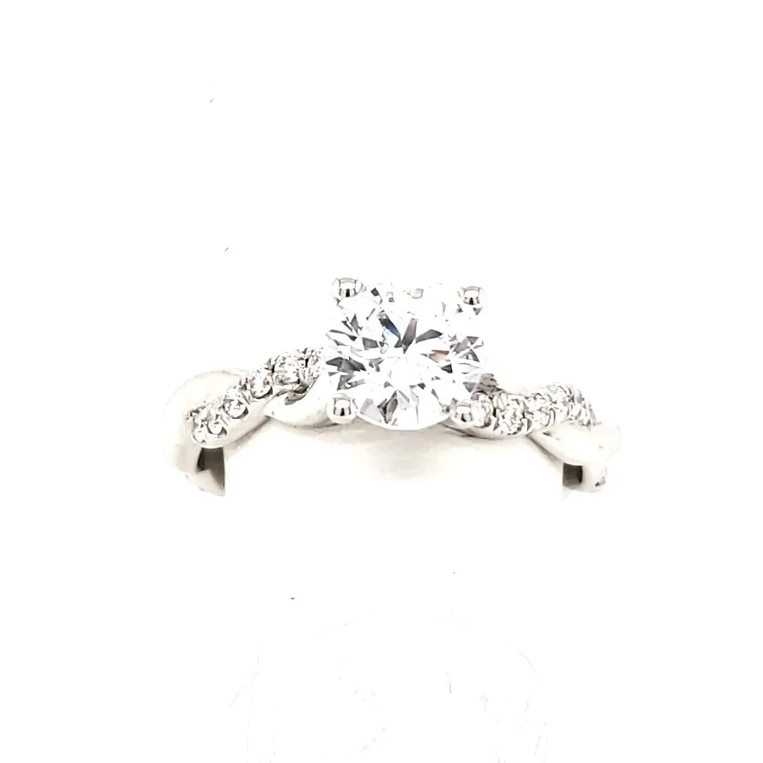 14KW Twisted Polished & Diamond Engagement Ring