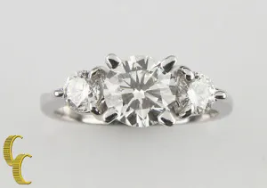1.50 carat Round Brilliant 18k White Gold Engagement Ring w/ EGL Cert Size 4.5