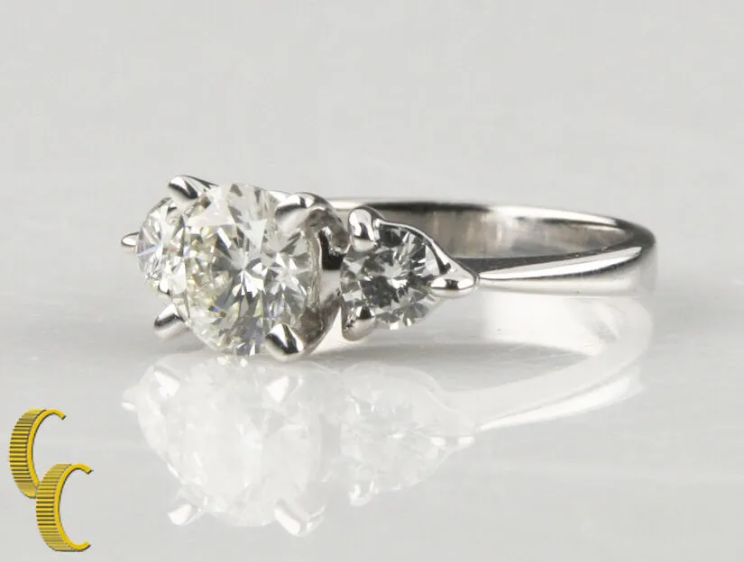 1.50 carat Round Brilliant 18k White Gold Engagement Ring w/ EGL Cert Size 4.5