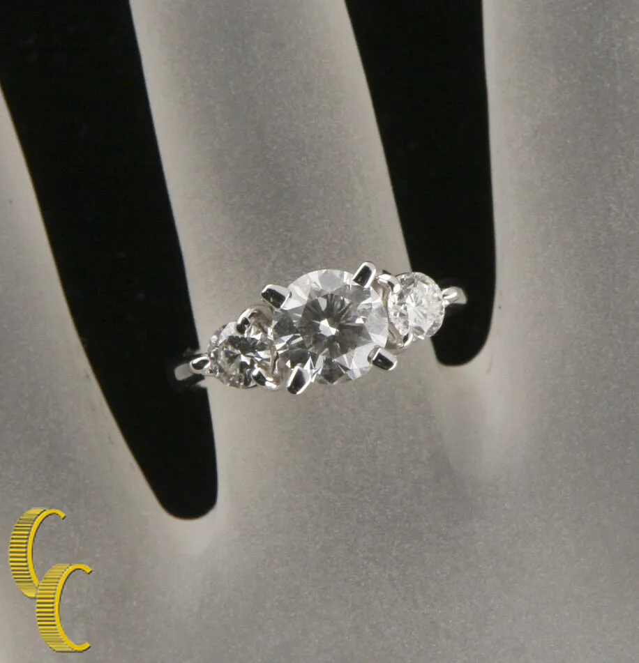 1.50 carat Round Brilliant 18k White Gold Engagement Ring w/ EGL Cert Size 4.5