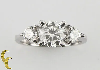 1.50 carat Round Brilliant 18k White Gold Engagement Ring w/ EGL Cert Size 4.5