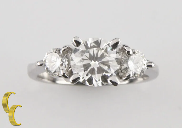 1.50 carat Round Brilliant 18k White Gold Engagement Ring w/ EGL Cert Size 4.5