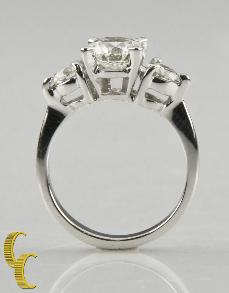 1.50 carat Round Brilliant 18k White Gold Engagement Ring w/ EGL Cert Size 4.5