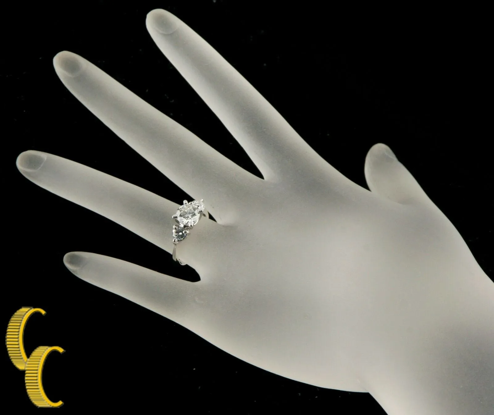 1.50 carat Round Brilliant 18k White Gold Engagement Ring w/ EGL Cert Size 4.5