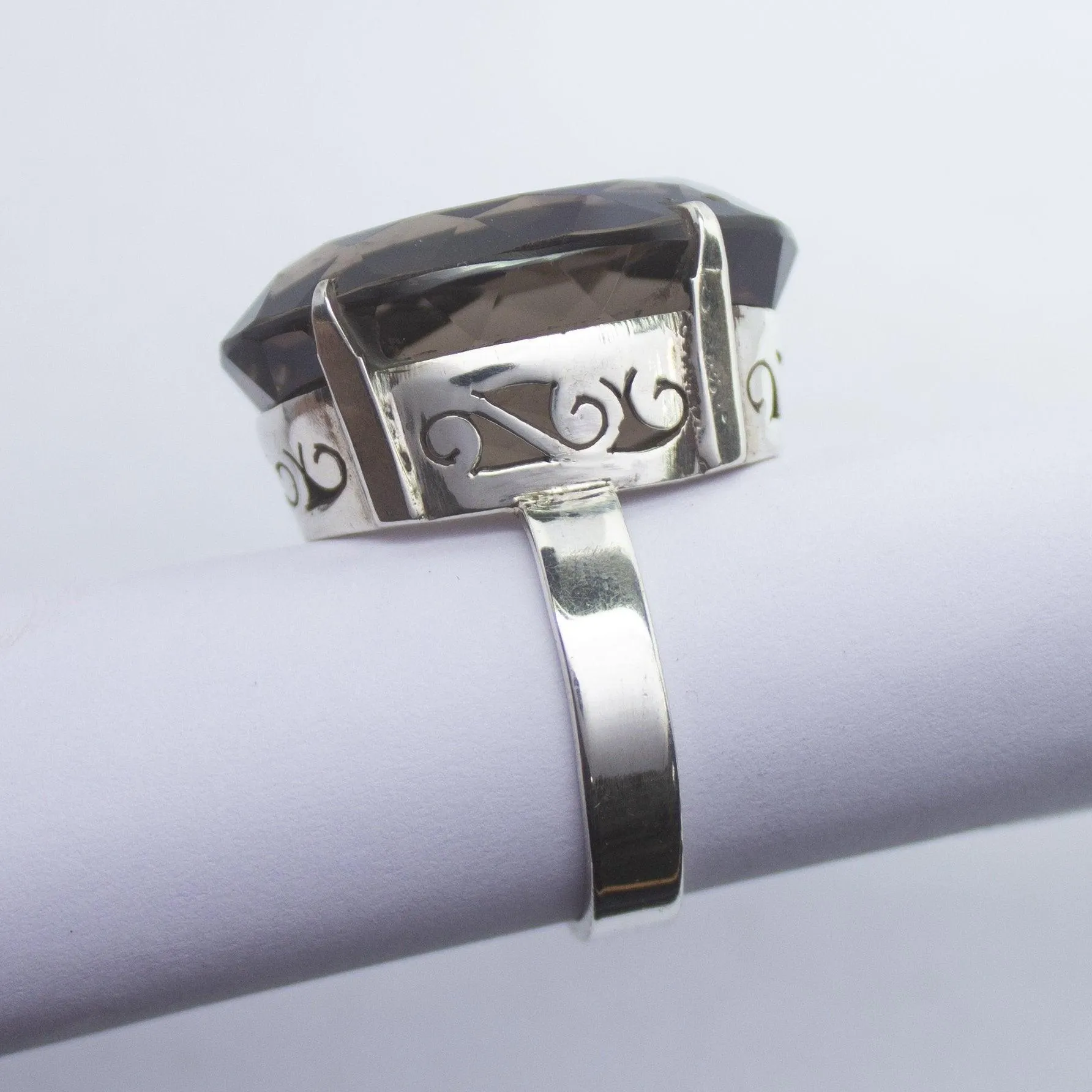 15.8g, Handmade Natural Smoky Quartz 925 Sterling Silver Ring