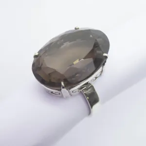 15.8g, Handmade Natural Smoky Quartz 925 Sterling Silver Ring