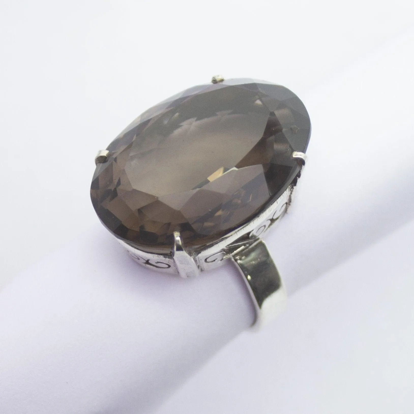 15.8g, Handmade Natural Smoky Quartz 925 Sterling Silver Ring