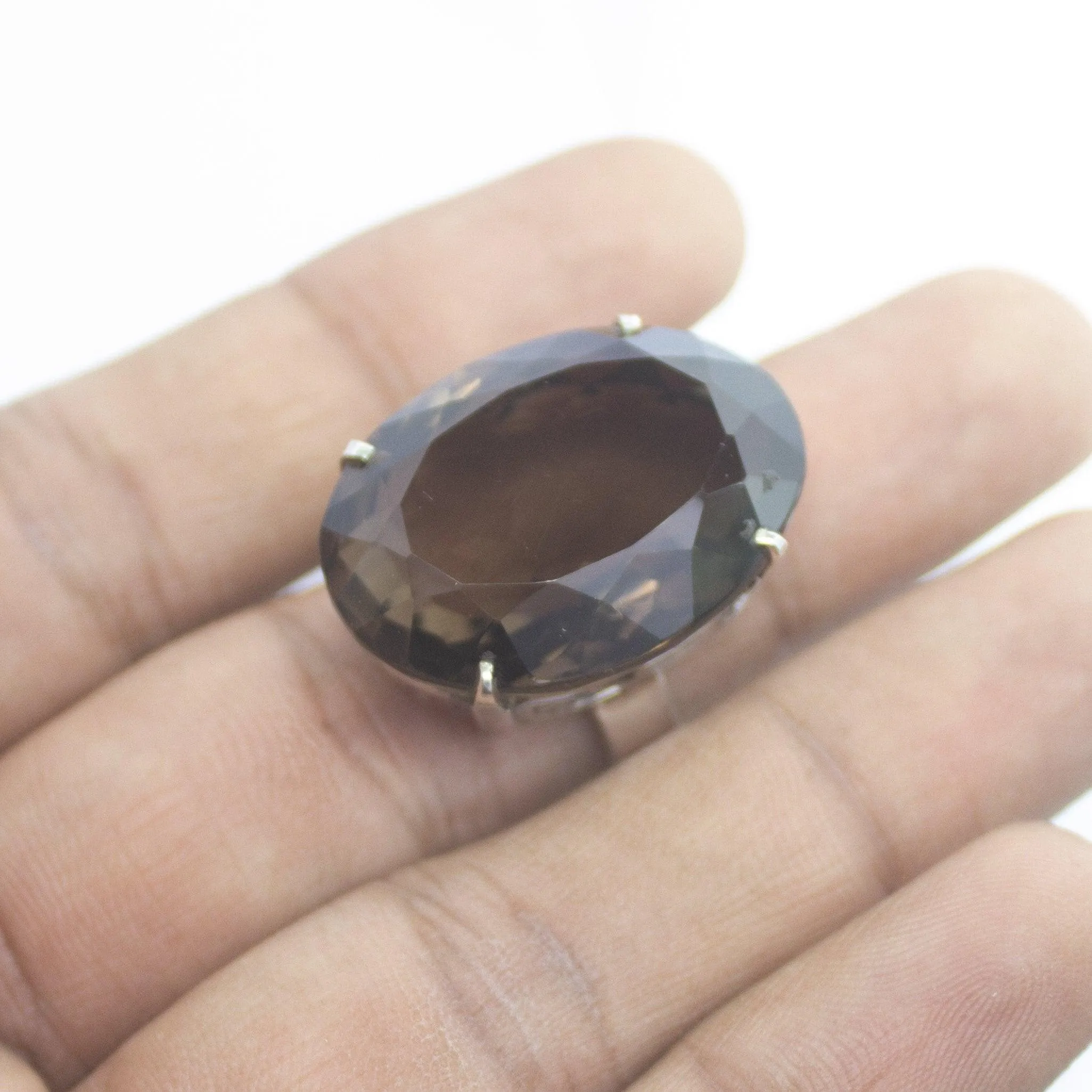 15.8g, Handmade Natural Smoky Quartz 925 Sterling Silver Ring