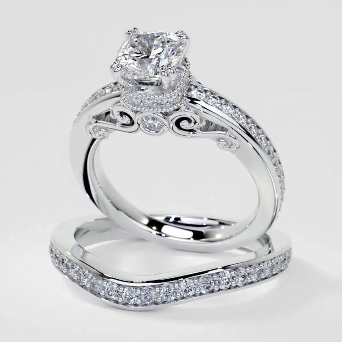 1.5Ct Cushion Cut Lab Grown Diamond VS1 Clarity |  G-Color Engagement Ring in 18K White Gold