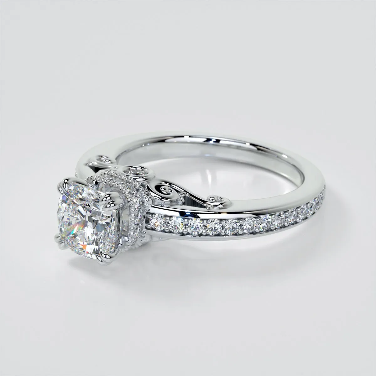 1.5Ct Cushion Cut Lab Grown Diamond VS1 Clarity |  G-Color Engagement Ring in 18K White Gold