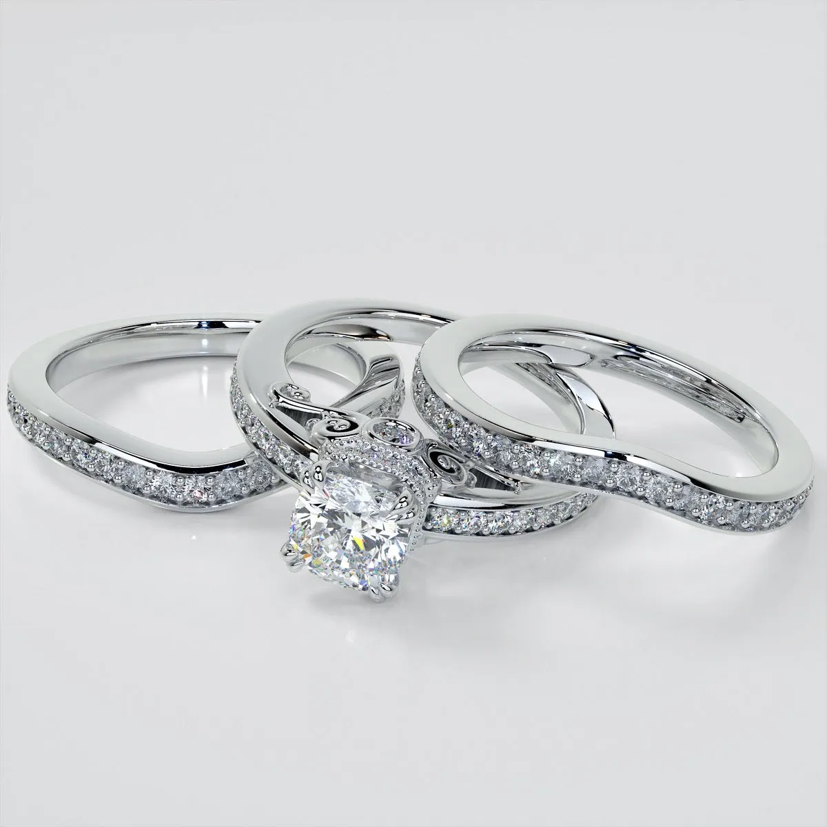 1.5Ct Cushion Cut Lab Grown Diamond VS1 Clarity |  G-Color Engagement Ring in 18K White Gold