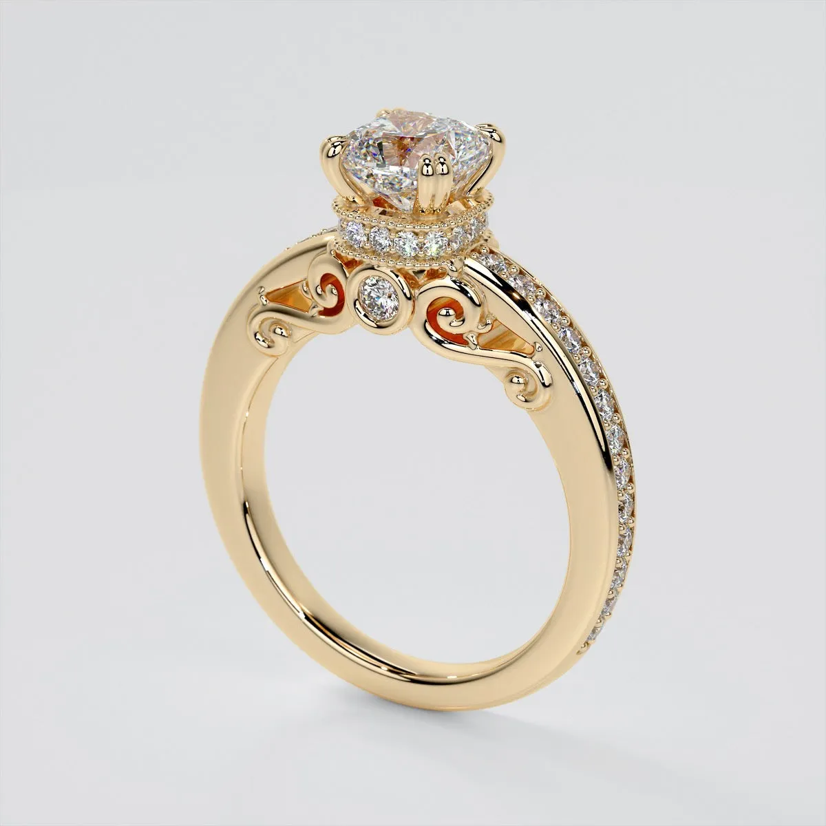 1.5Ct Cushion Cut Lab Grown Diamond VS1 Clarity |  G-Color Engagement Ring in 18K White Gold