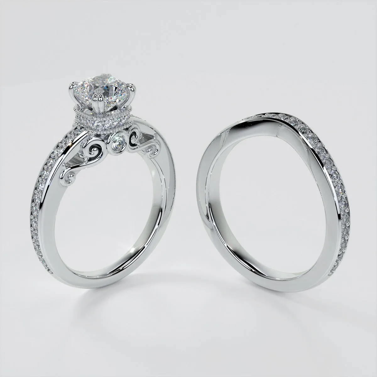1.5Ct Cushion Cut Lab Grown Diamond VS1 Clarity |  G-Color Engagement Ring in 18K White Gold
