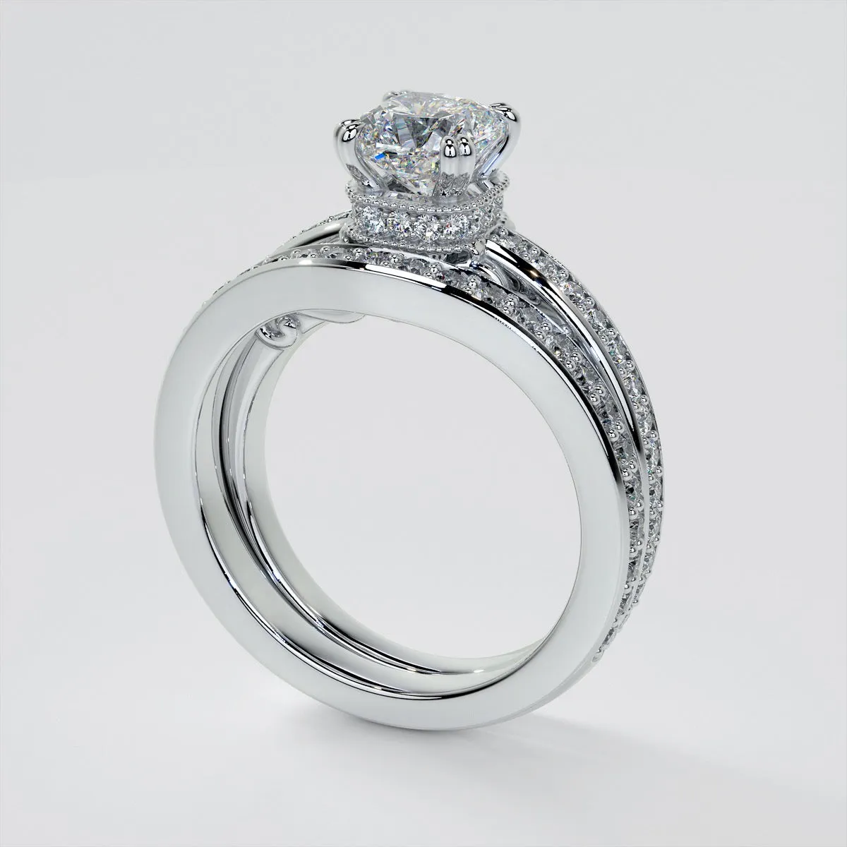 1.5Ct Cushion Cut Lab Grown Diamond VS1 Clarity |  G-Color Engagement Ring in 18K White Gold
