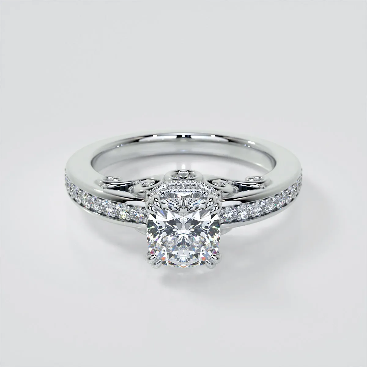 1.5Ct Cushion Cut Lab Grown Diamond VS1 Clarity |  G-Color Engagement Ring in 18K White Gold