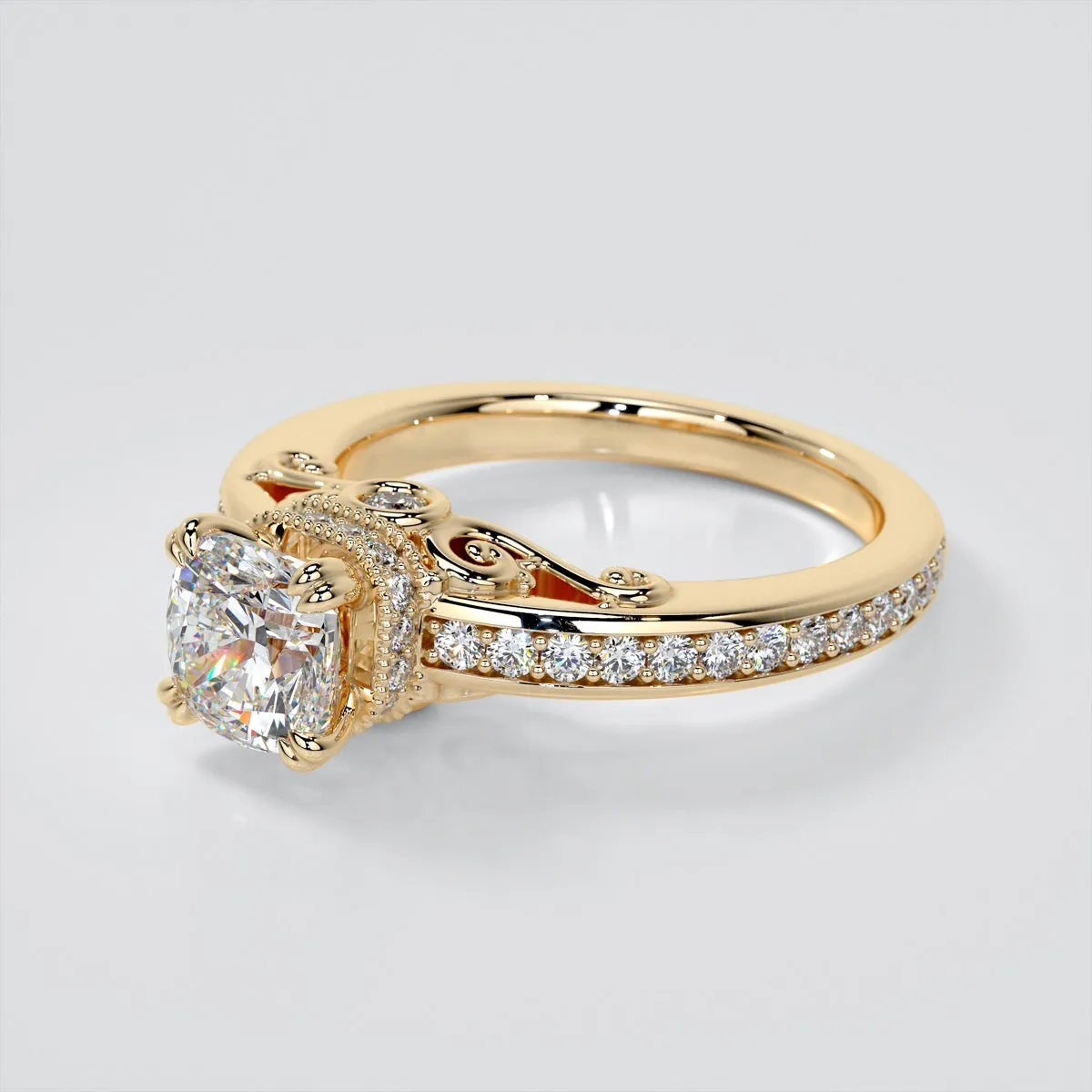 1.5Ct Cushion Cut Lab Grown Diamond VS1 Clarity |  G-Color Engagement Ring in 18K White Gold