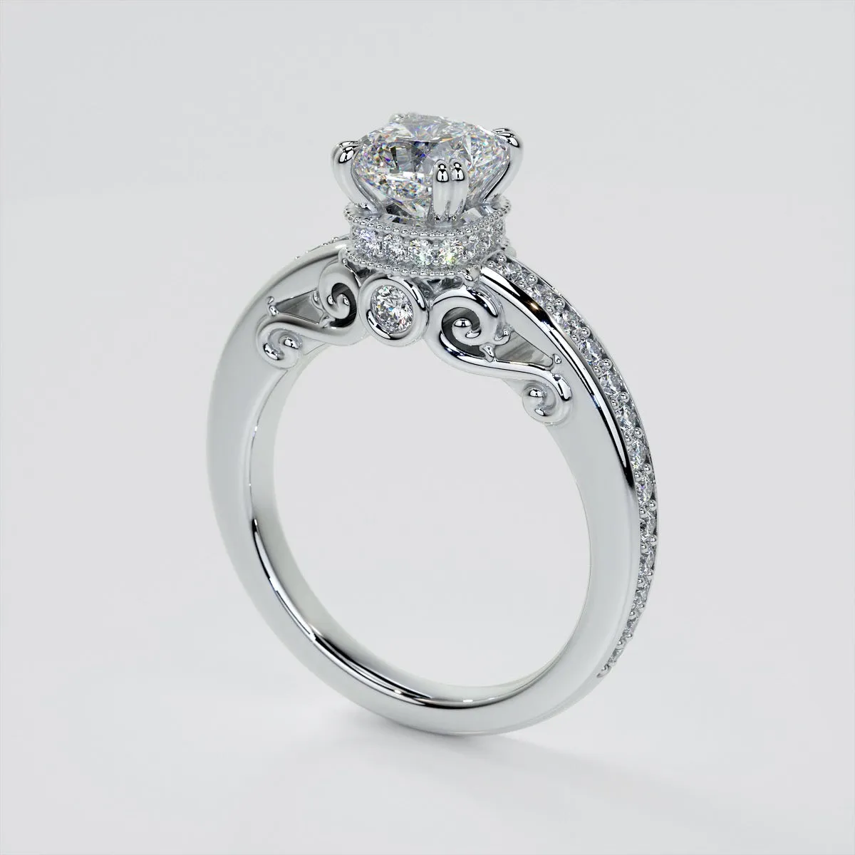 1.5Ct Cushion Cut Lab Grown Diamond VS1 Clarity |  G-Color Engagement Ring in 18K White Gold