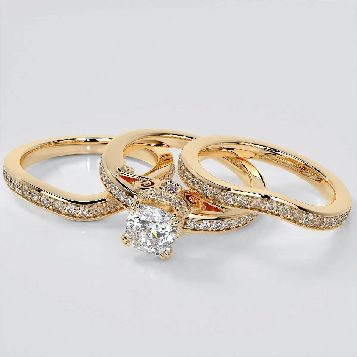 1.5Ct Cushion Cut Lab Grown Diamond VS1 Clarity |  G-Color Engagement Ring in 18K White Gold