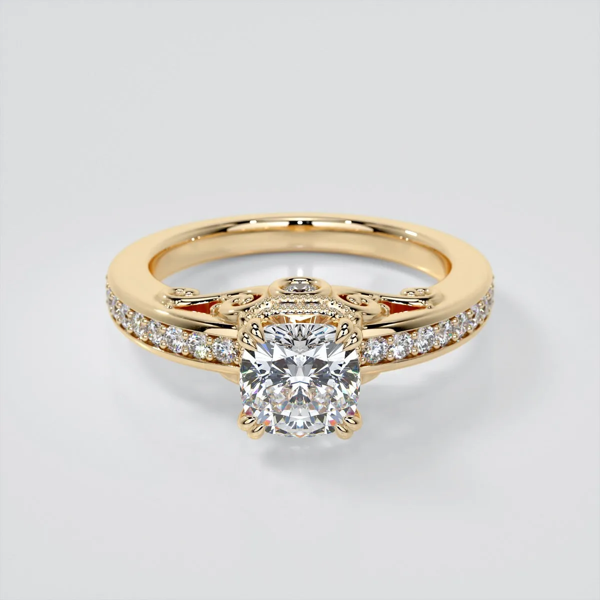 1.5Ct Cushion Cut Lab Grown Diamond VS1 Clarity |  G-Color Engagement Ring in 18K White Gold