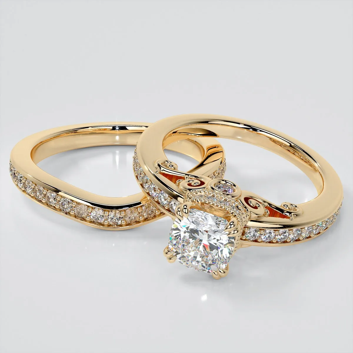 1.5Ct Cushion Cut Lab Grown Diamond VS1 Clarity |  G-Color Engagement Ring in 18K White Gold