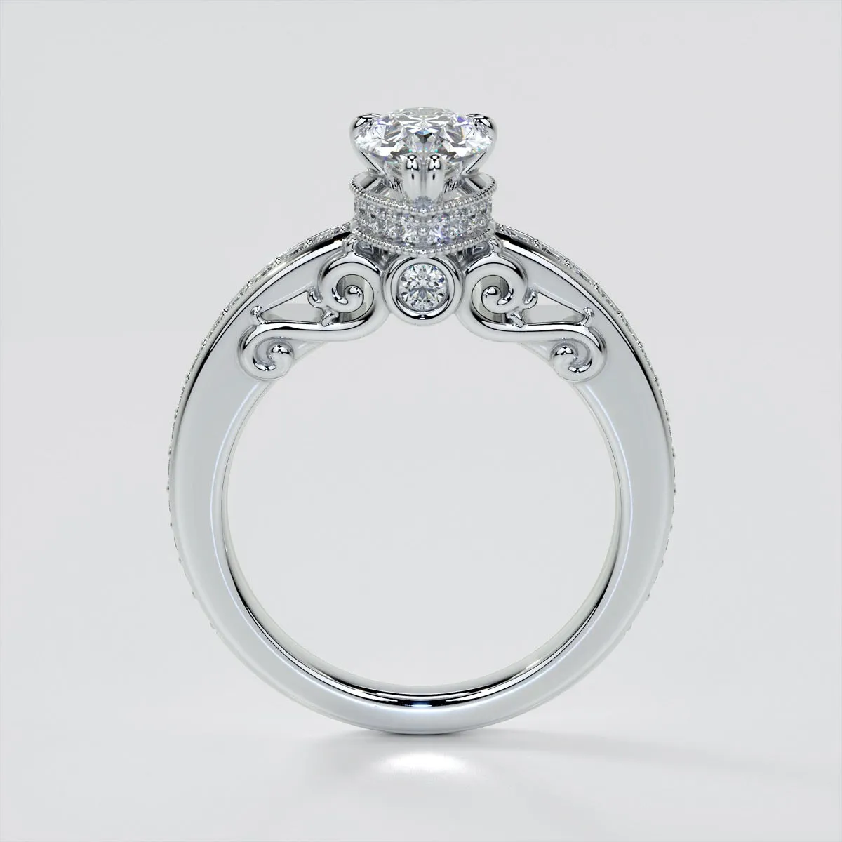 1.5Ct Pear Cut Lab Grown Diamond VS1 Clarity  | G-Color Engagement Ring in 18K White Gold