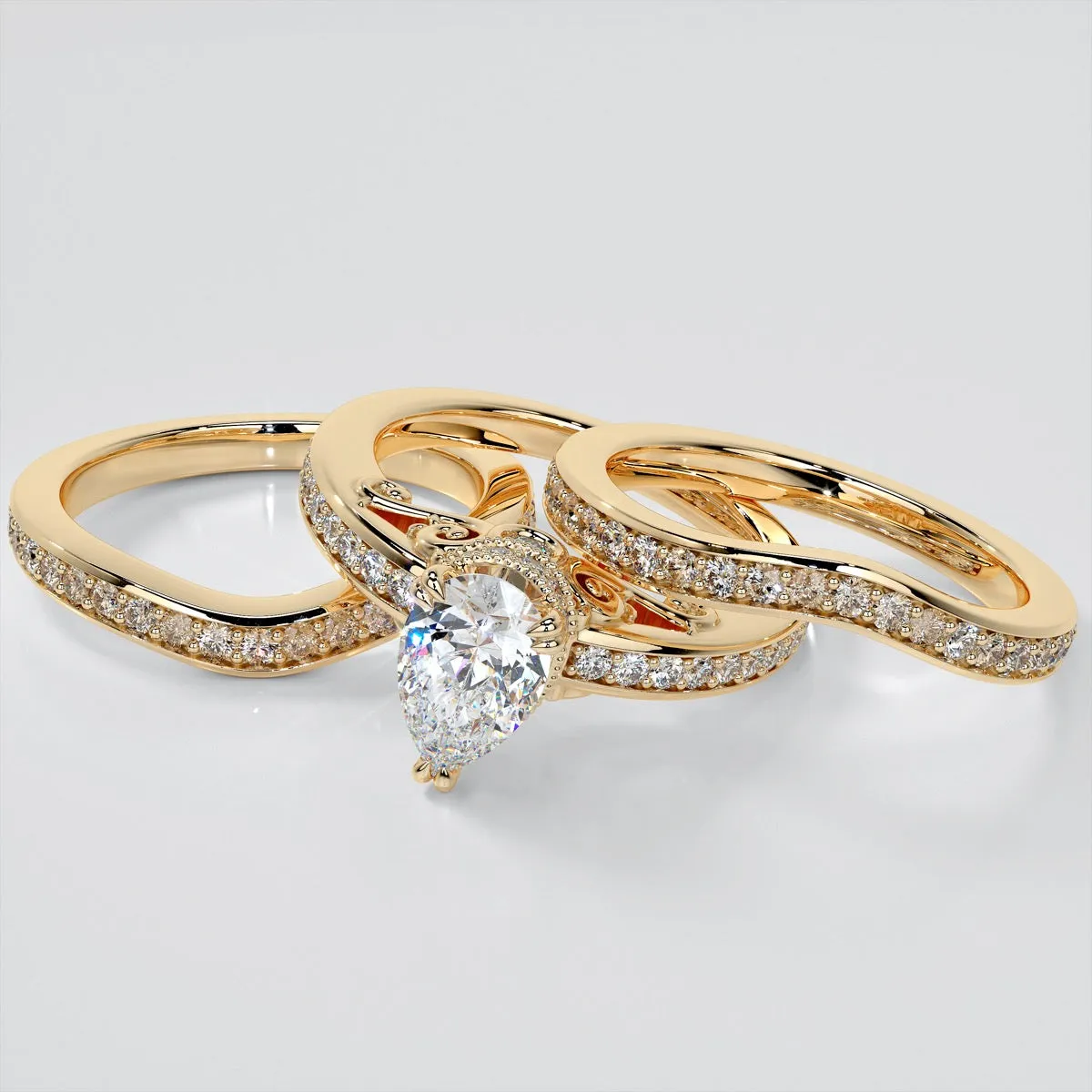 1.5Ct Pear Cut Lab Grown Diamond VS1 Clarity  | G-Color Engagement Ring in 18K White Gold