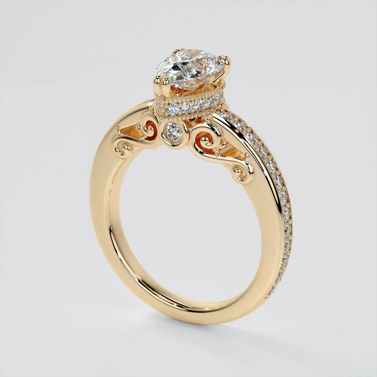 1.5Ct Pear Cut Lab Grown Diamond VS1 Clarity  | G-Color Engagement Ring in 18K White Gold