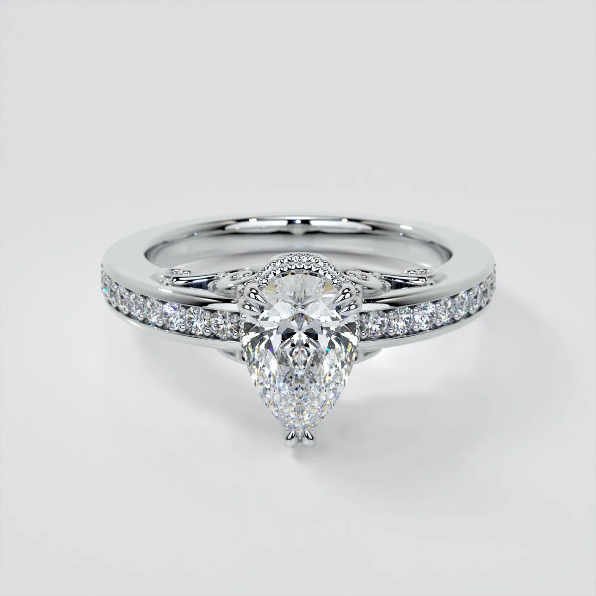 1.5Ct Pear Cut Lab Grown Diamond VS1 Clarity  | G-Color Engagement Ring in 18K White Gold