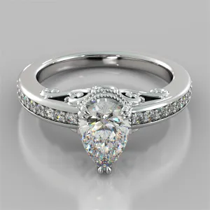 1.5Ct Pear Cut Lab Grown Diamond VS1 Clarity  | G-Color Engagement Ring in 18K White Gold