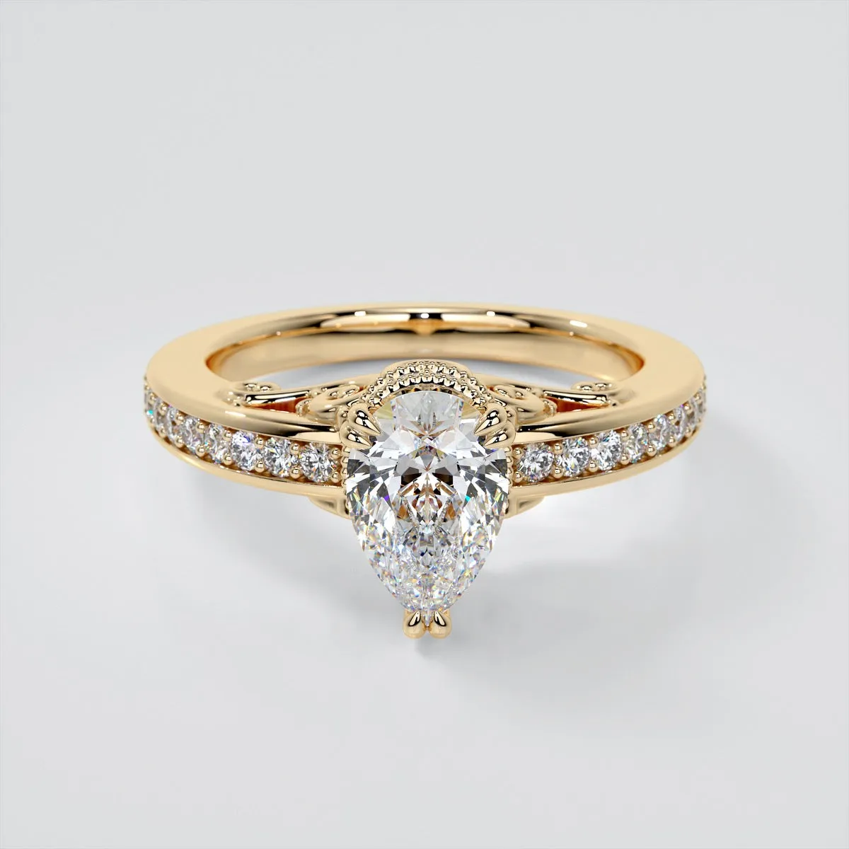 1.5Ct Pear Cut Lab Grown Diamond VS1 Clarity  | G-Color Engagement Ring in 18K White Gold
