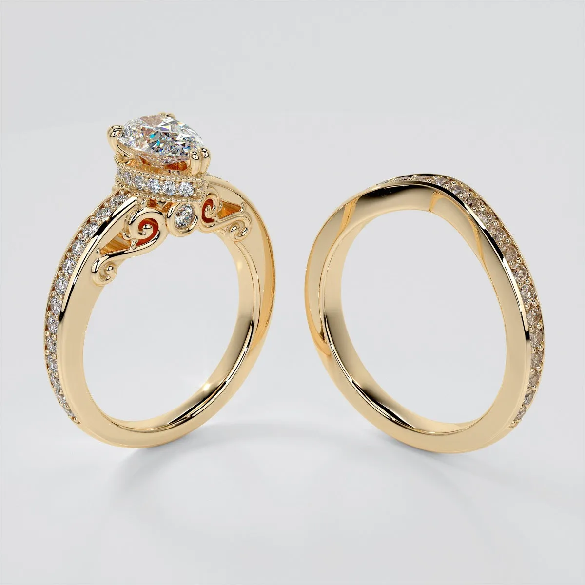 1.5Ct Pear Cut Lab Grown Diamond VS1 Clarity  | G-Color Engagement Ring in 18K White Gold