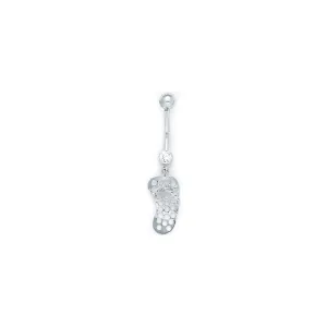 16 Gauge Solid 14kt White Gold Flip Flop Belly Ring