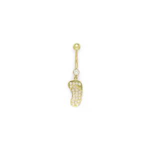 16 Gauge Solid 14kt Yellow Gold Flip Flop Belly Ring