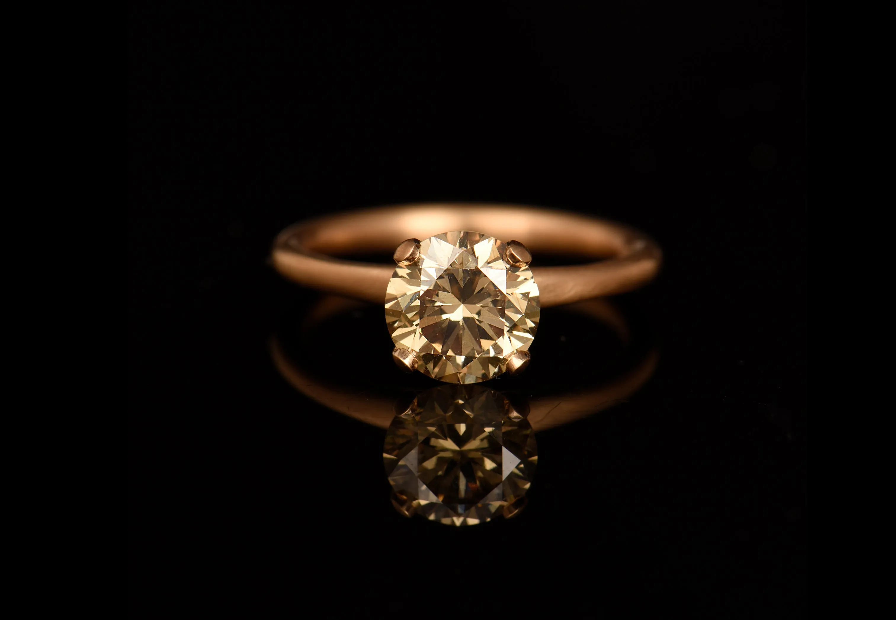 18ct Rose Gold Cognac Diamond Solitaire Engagement Ring