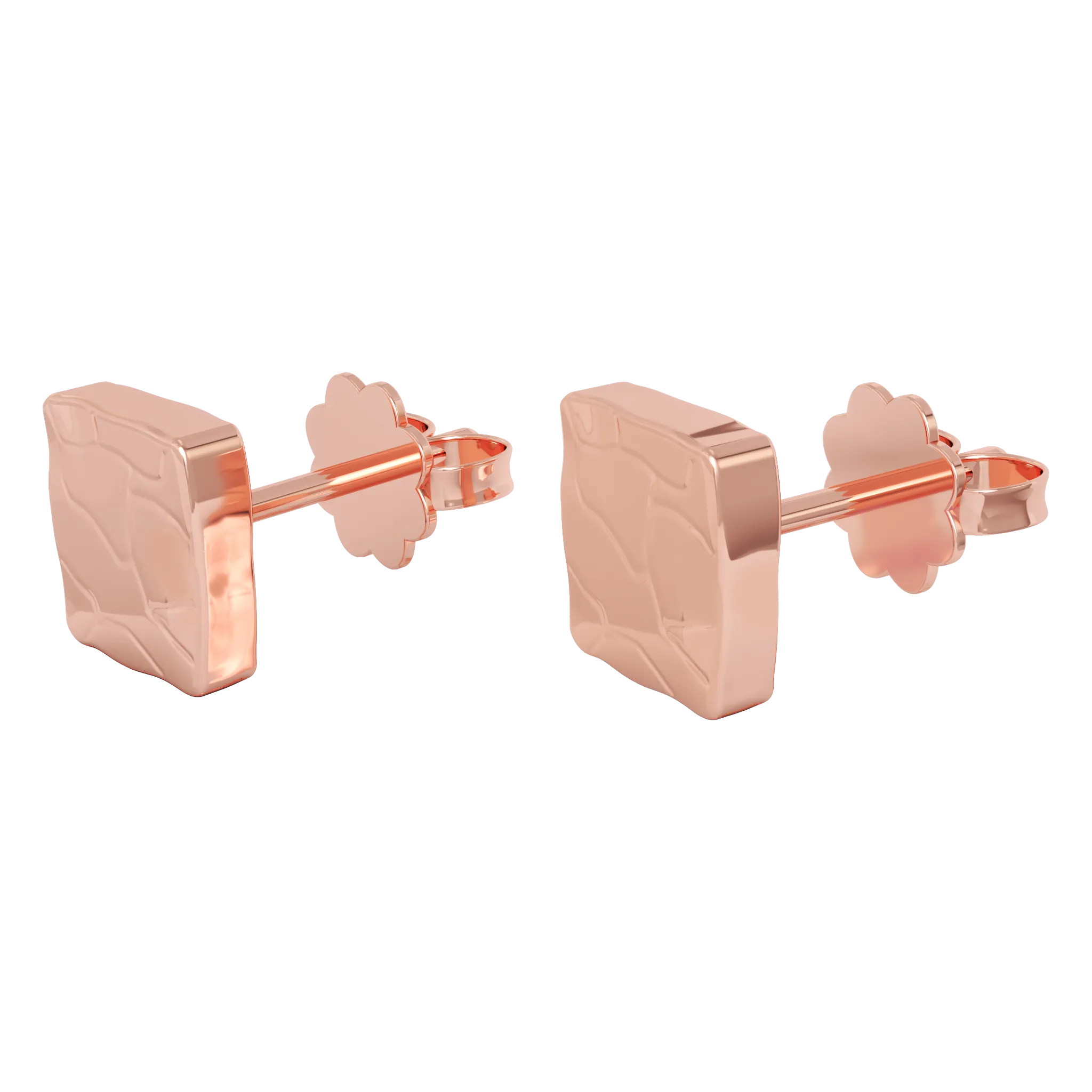 18K Rose Gold Square Studs No Stones