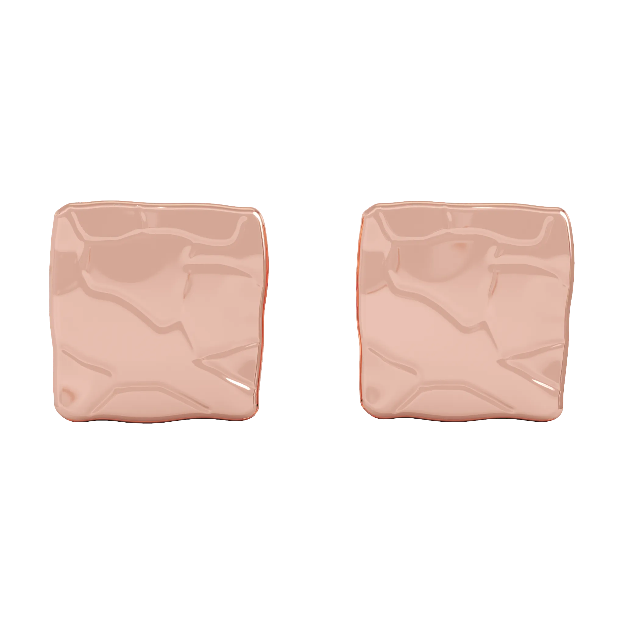 18K Rose Gold Square Studs No Stones