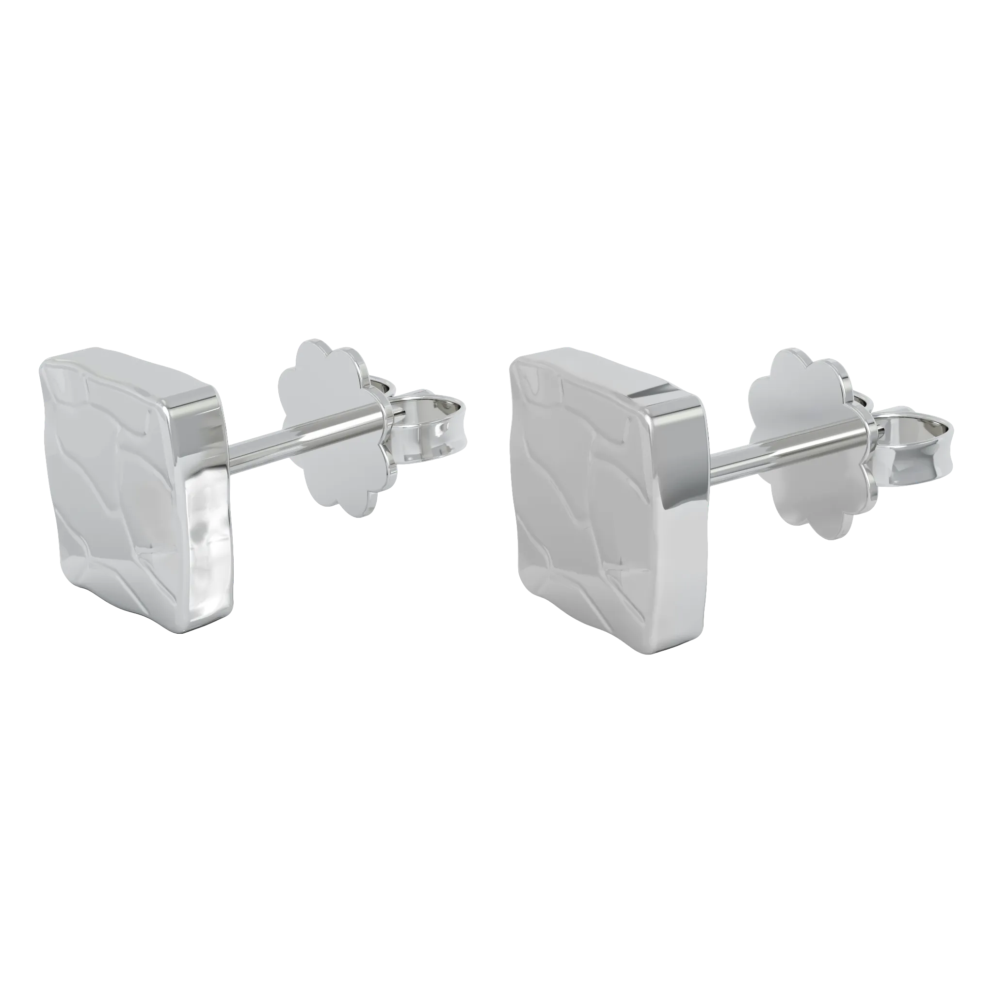 18K White Gold Square Studs