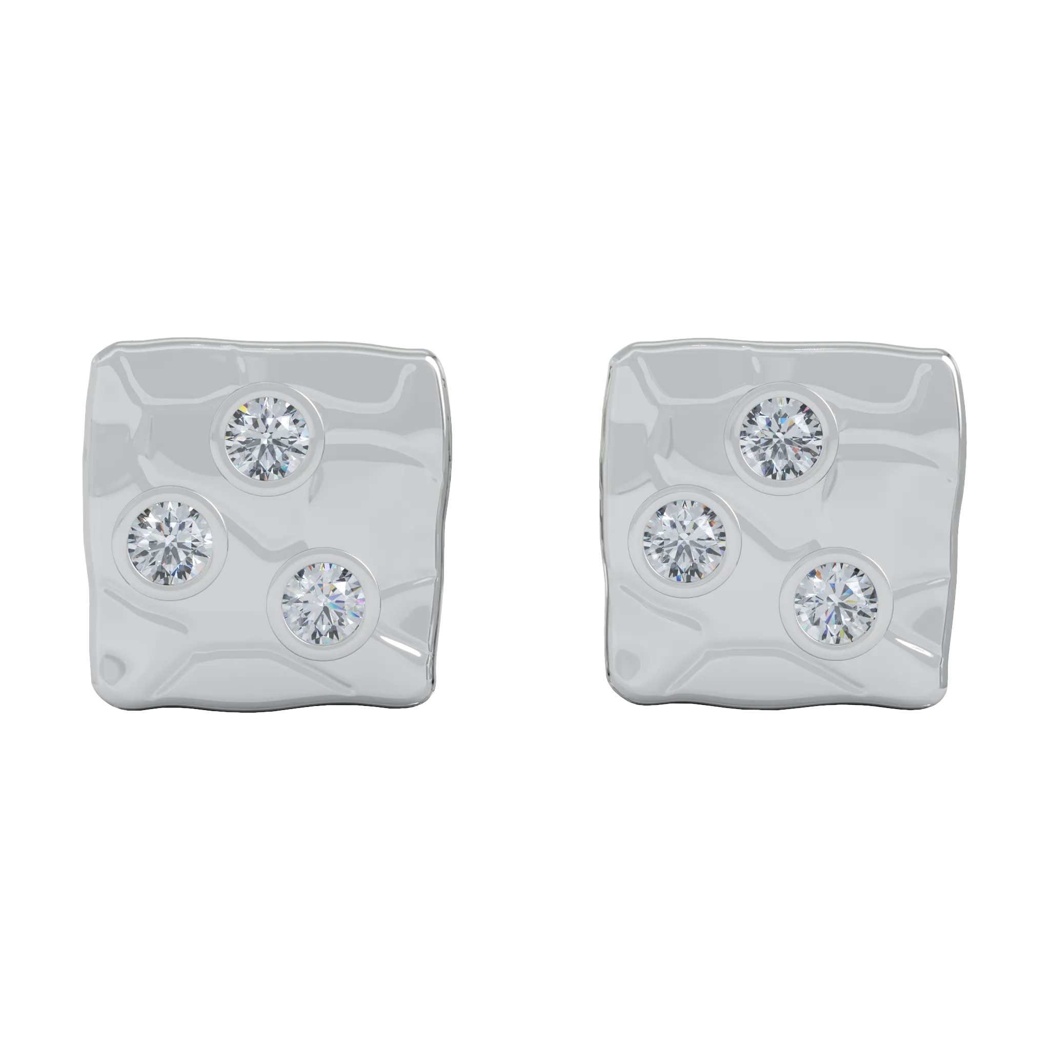 18K White Gold Square Studs