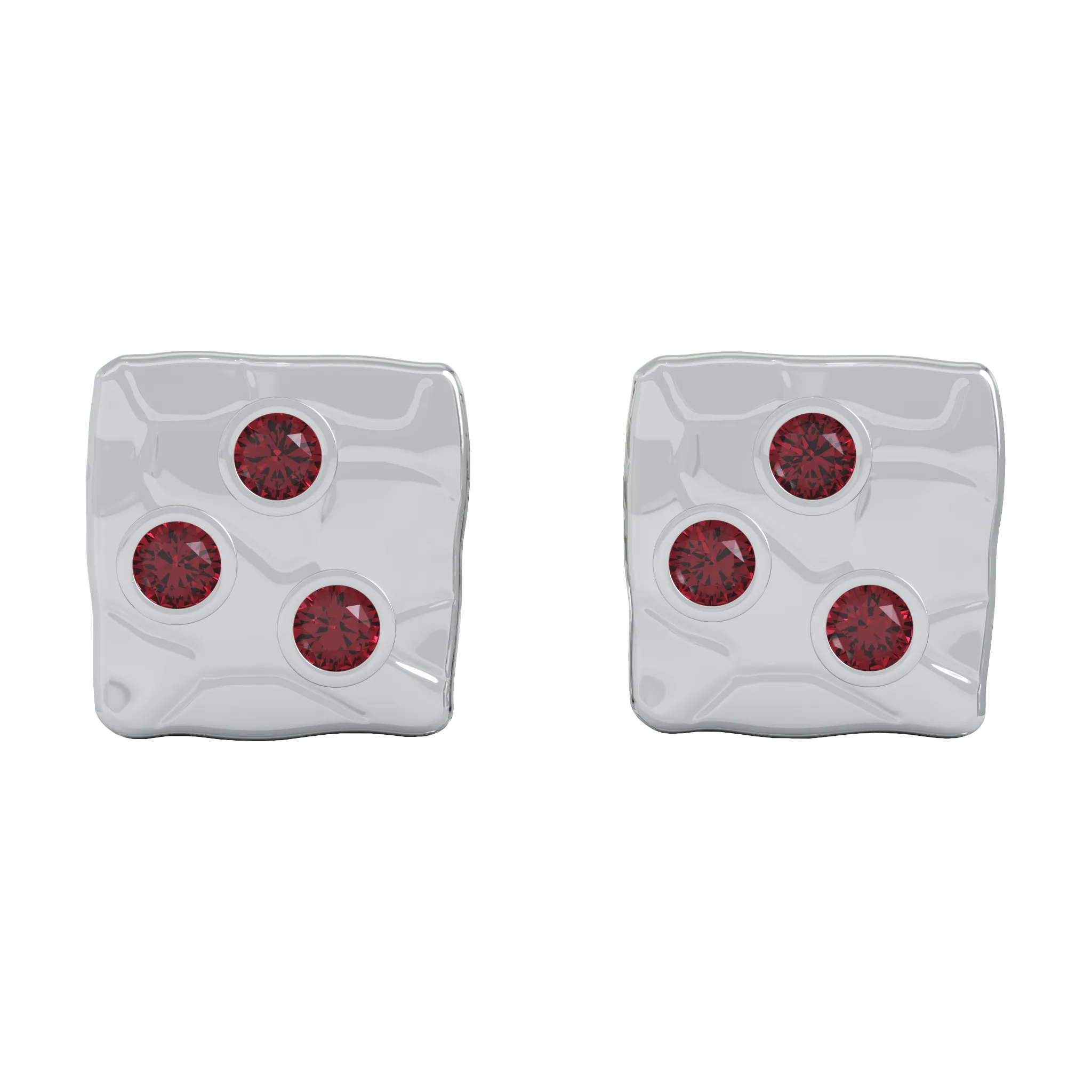 18K White Gold Square Studs
