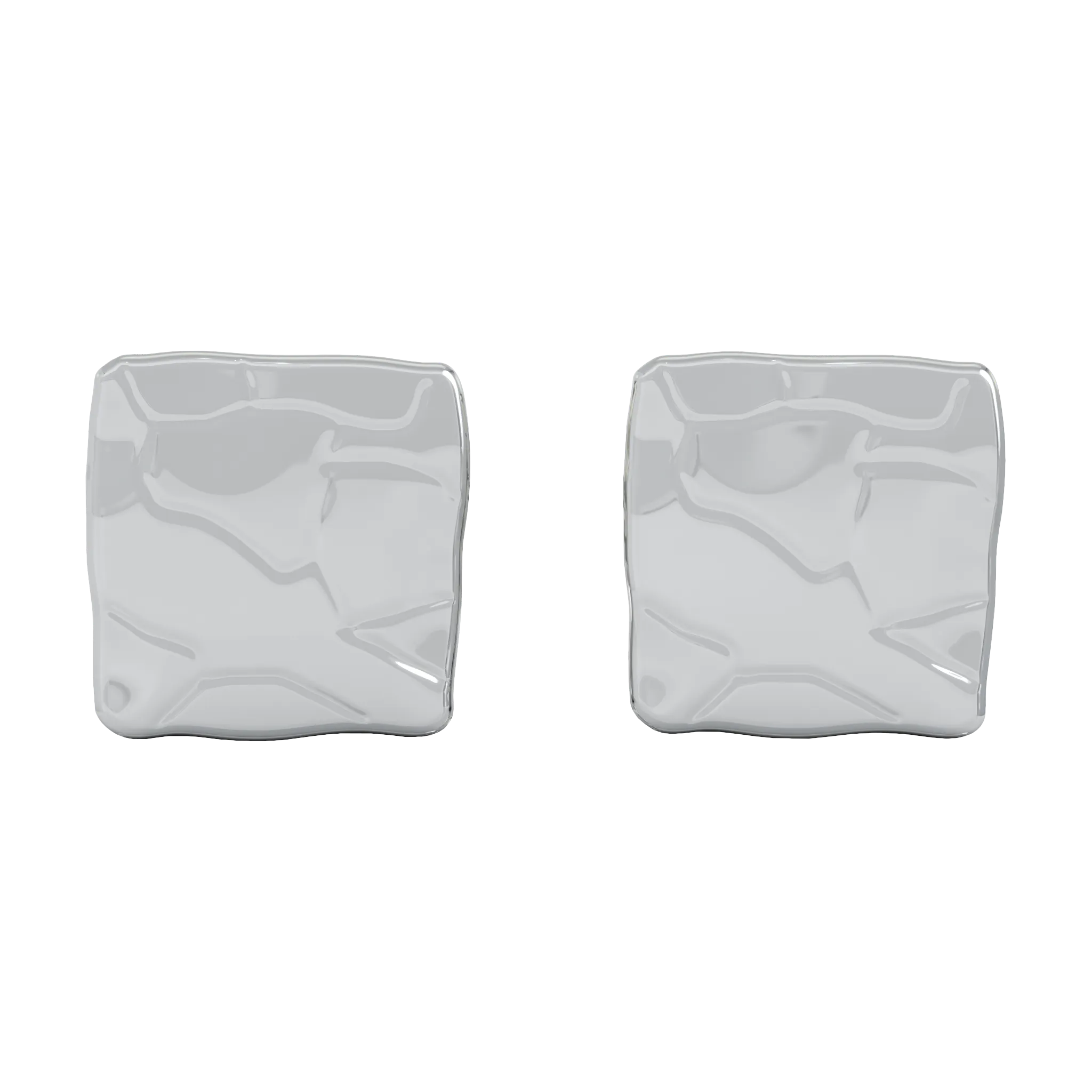 18K White Gold Square Studs