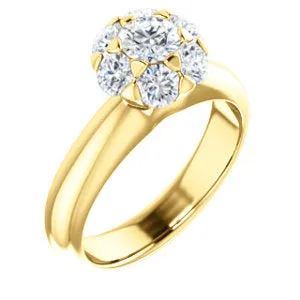 18K Yellow 1 1/5 CTW Diamond Cluster Engagement Ring