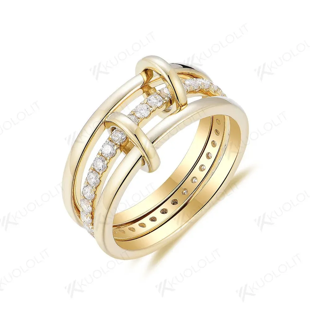 18K Yellow Gold Moissanite Ring for Women Solid Jewelry for Engagement